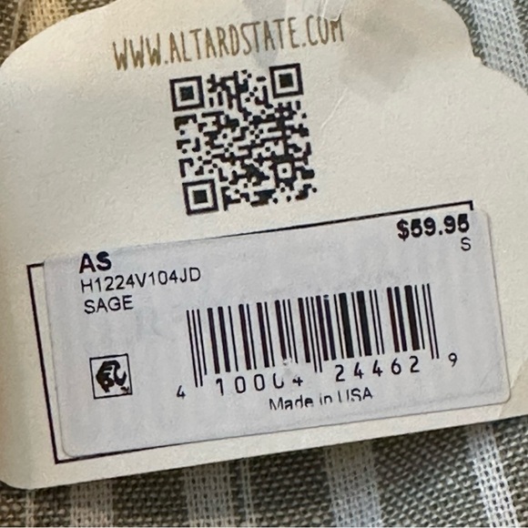 Altar’d State Stripe Shorts Linen Blend Pockets Mint Women’s Size Small New - Picture 9 of 9